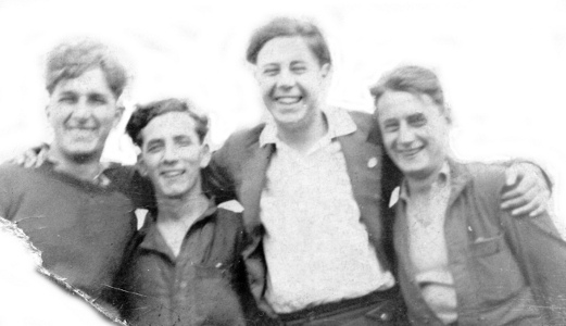 1940 Skegness? Four Royal Navy men, no uniforms, Cecil Shaw is third from left.