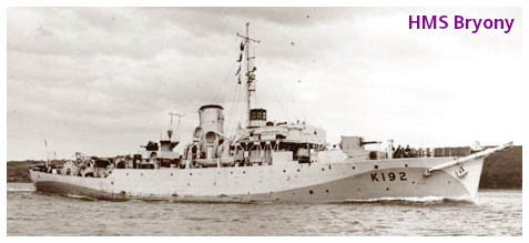 HMS Bryony, K192, 1942 with accoustic hammer on bow- removed Feb 43