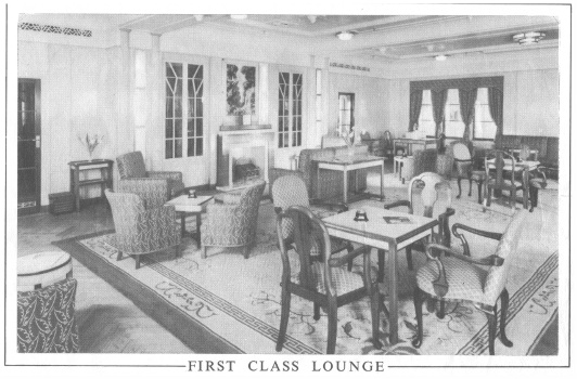 Image of First Class Lounge, SS Corfu, 1959