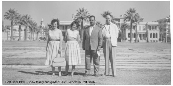 shaw family with guide billy in Port Said 26/9/1959