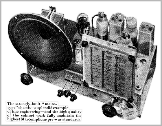 Chassis of 1940 Marconiphone Model 892 Battery Receiver