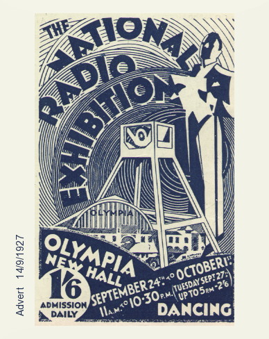 advert for 1927 National Radio Exhibition at Olympia