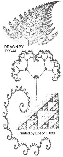 fractal attractors drawn in 1989 by a TI99/4a